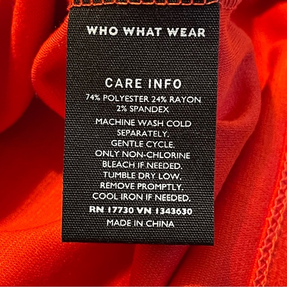 Who What Wear Long Sleeve Sheath Fiery Red Ruffle Dress Large - Picture 3 of 13